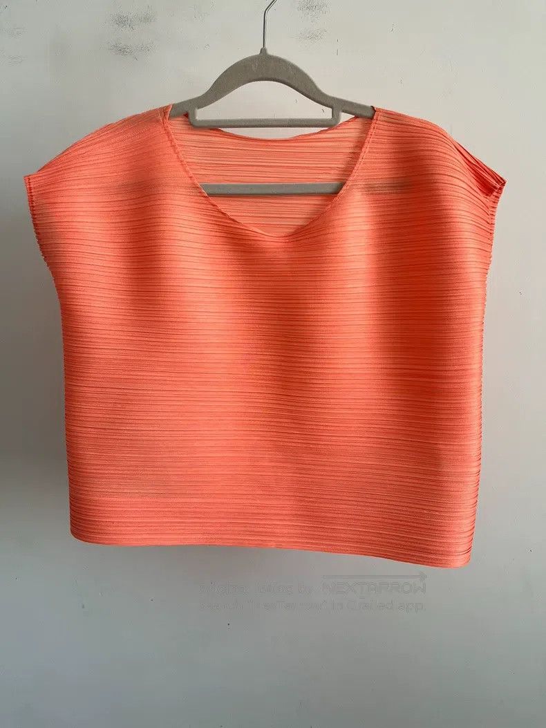 Issey Miyake Issey Miyake Orange Tank Top Size L / US 10 / IT 46 - 1 Thumbnail