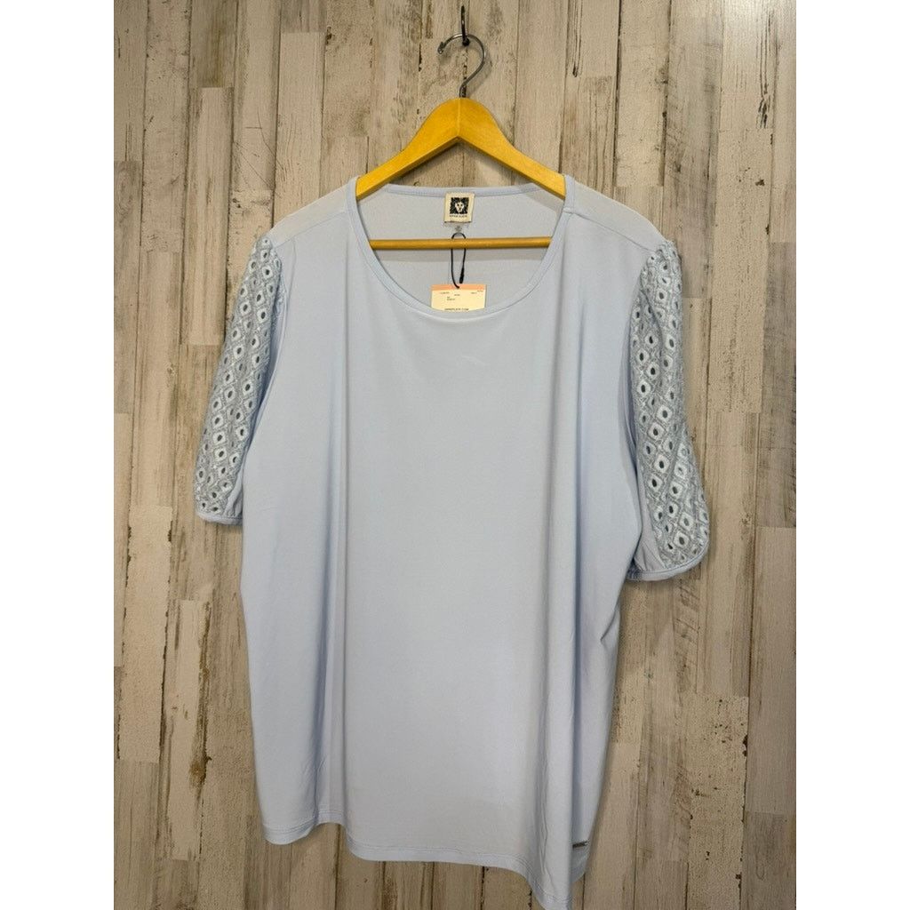 Anne Klein NWT Anne Klein Women's 2XL Blue Lace Accent Short Sleeve Size XXL / US 16-18 / IT 52-54 - 2 Thumbnail