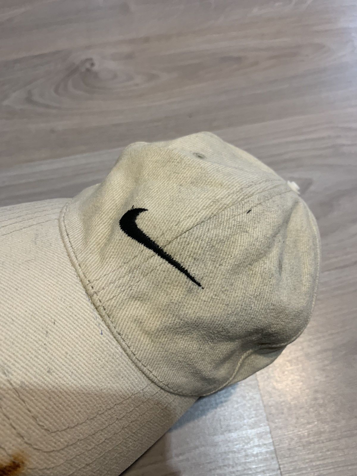 Nike × Vintage Vintage Nike 90’s Cap Hat Baseball Dad Beige Swoosh Drill Size ONE SIZE - 2 Thumbnail