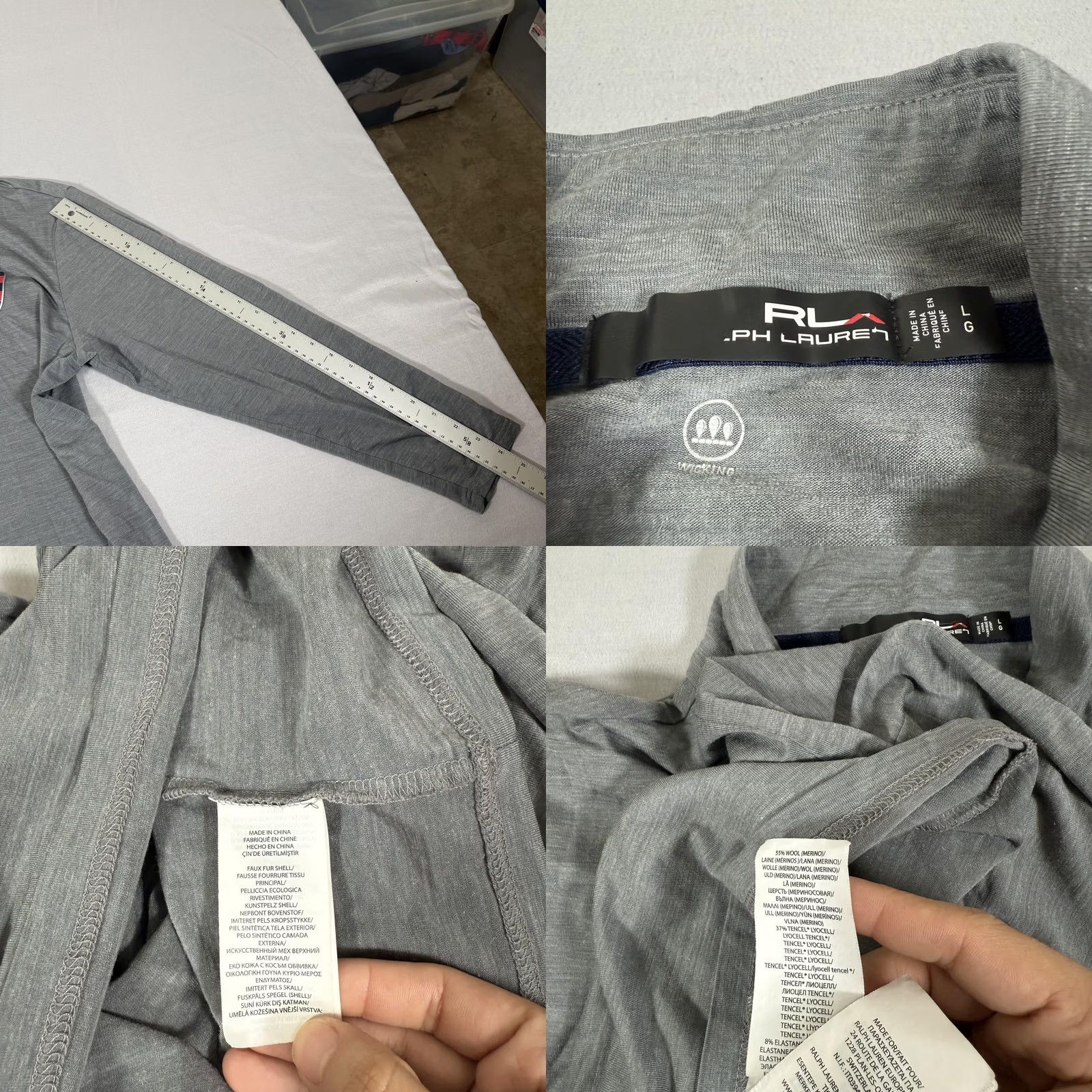 RLX Ralph Lauren RLX Ralph Lauren Shirt Men Large Gray Merino Wool Blend US Open Pebble Beach 1/4 Golf Jacket Size US L / EU 52-54 / 3 - 8 Thumbnail