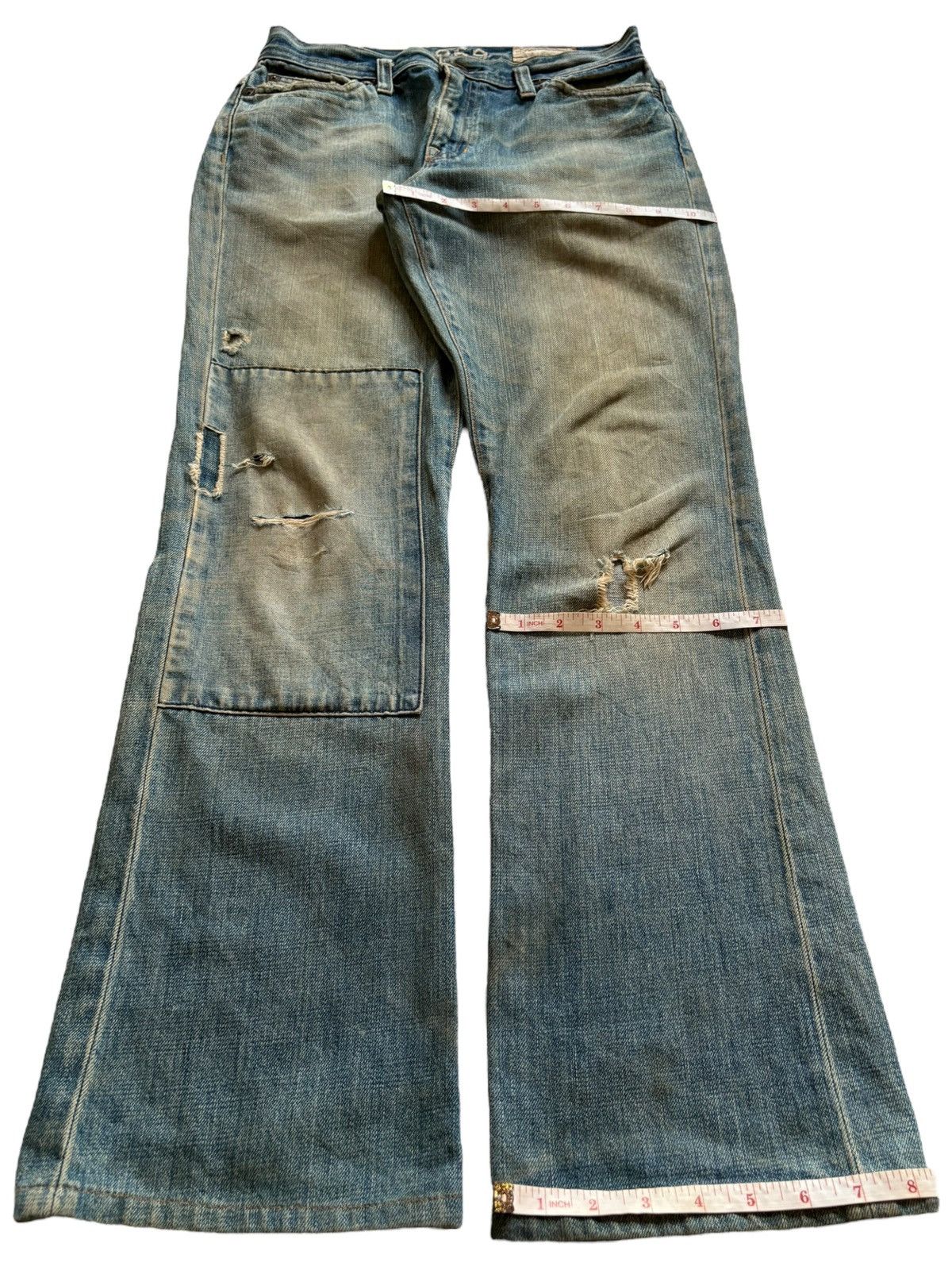Gap Vintage Gap Tactical Patch Rusty Mud Wash Rip Flare Jeans Size US 27 - 15 Thumbnail