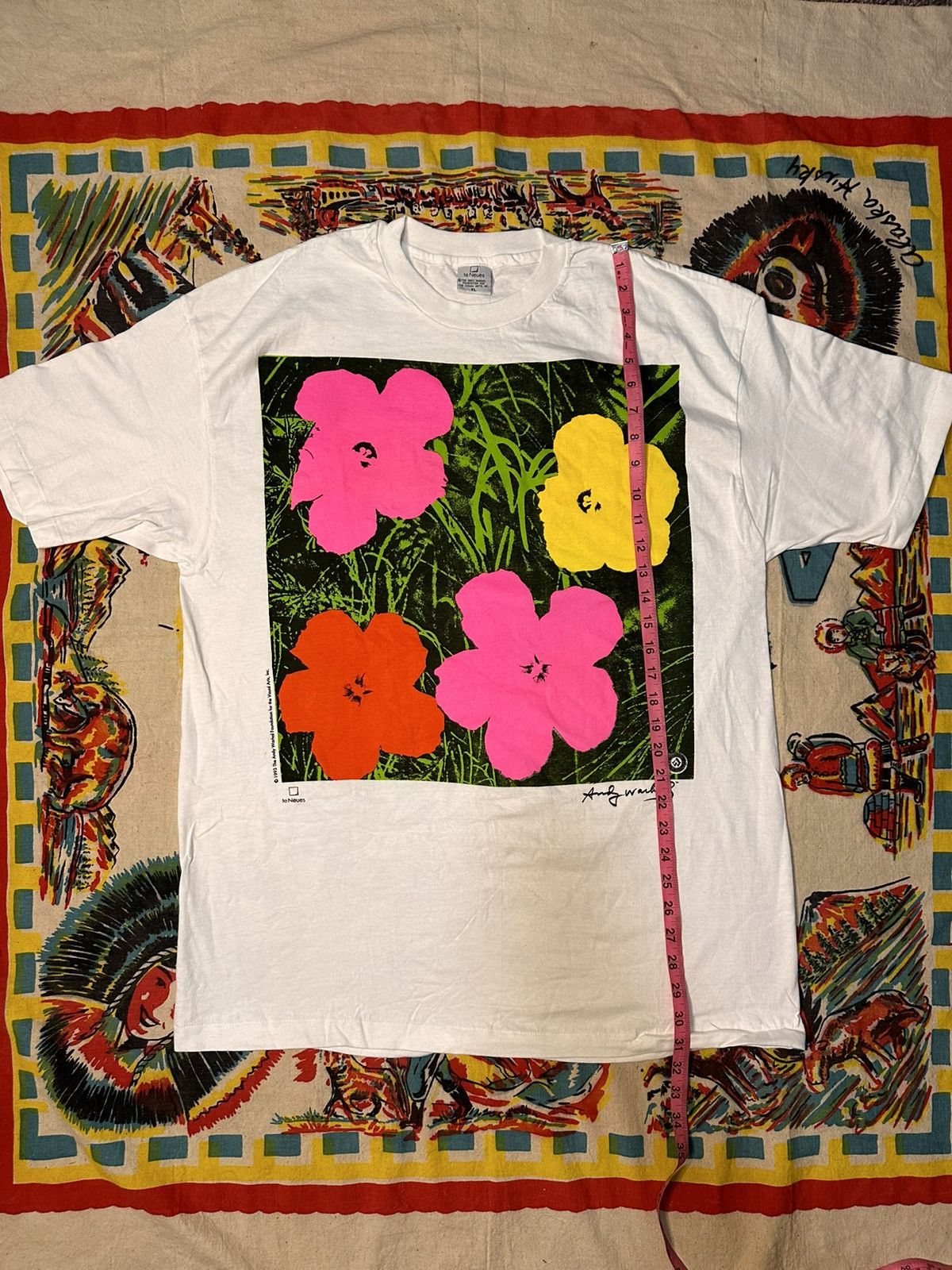 Andy Warhol × Vintage Vintage 90s Andy Warhol Flowers Pop Art T Shirt Size US XL / EU 56 / 4 - 6 Thumbnail