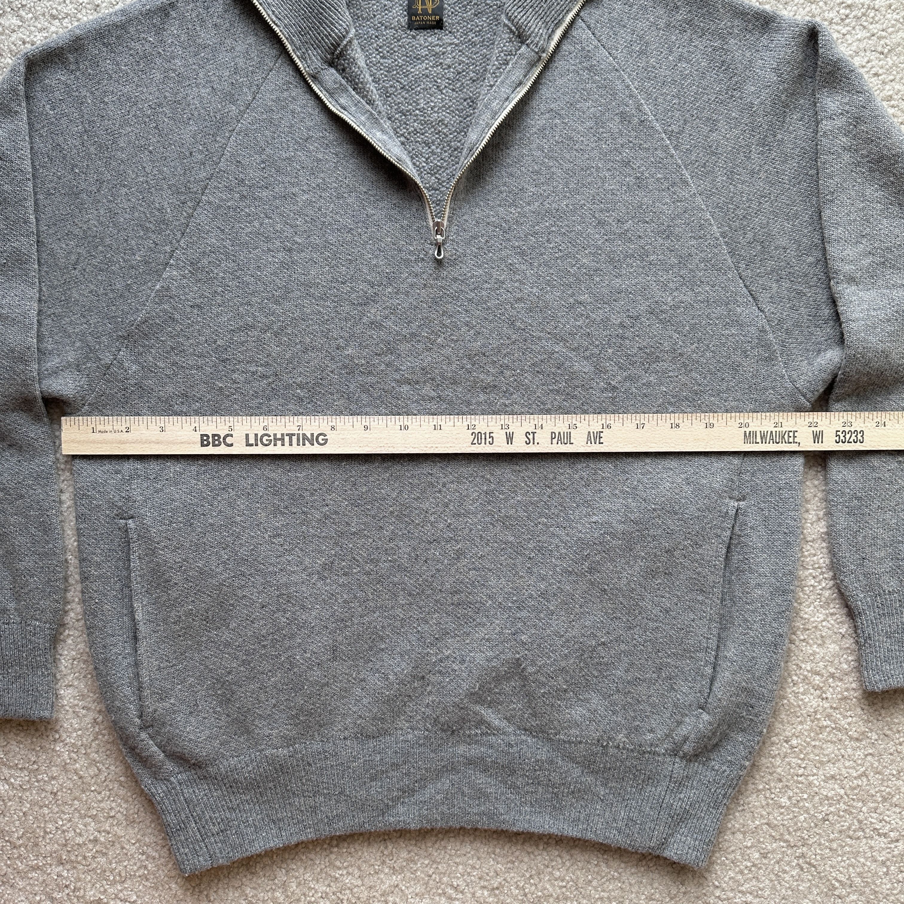 Batoner Batoner 100% Camel Knit Sweater Grey 1/2 Zip Collared Zip Up Size US M / EU 48-50 / 2 - 9 Thumbnail