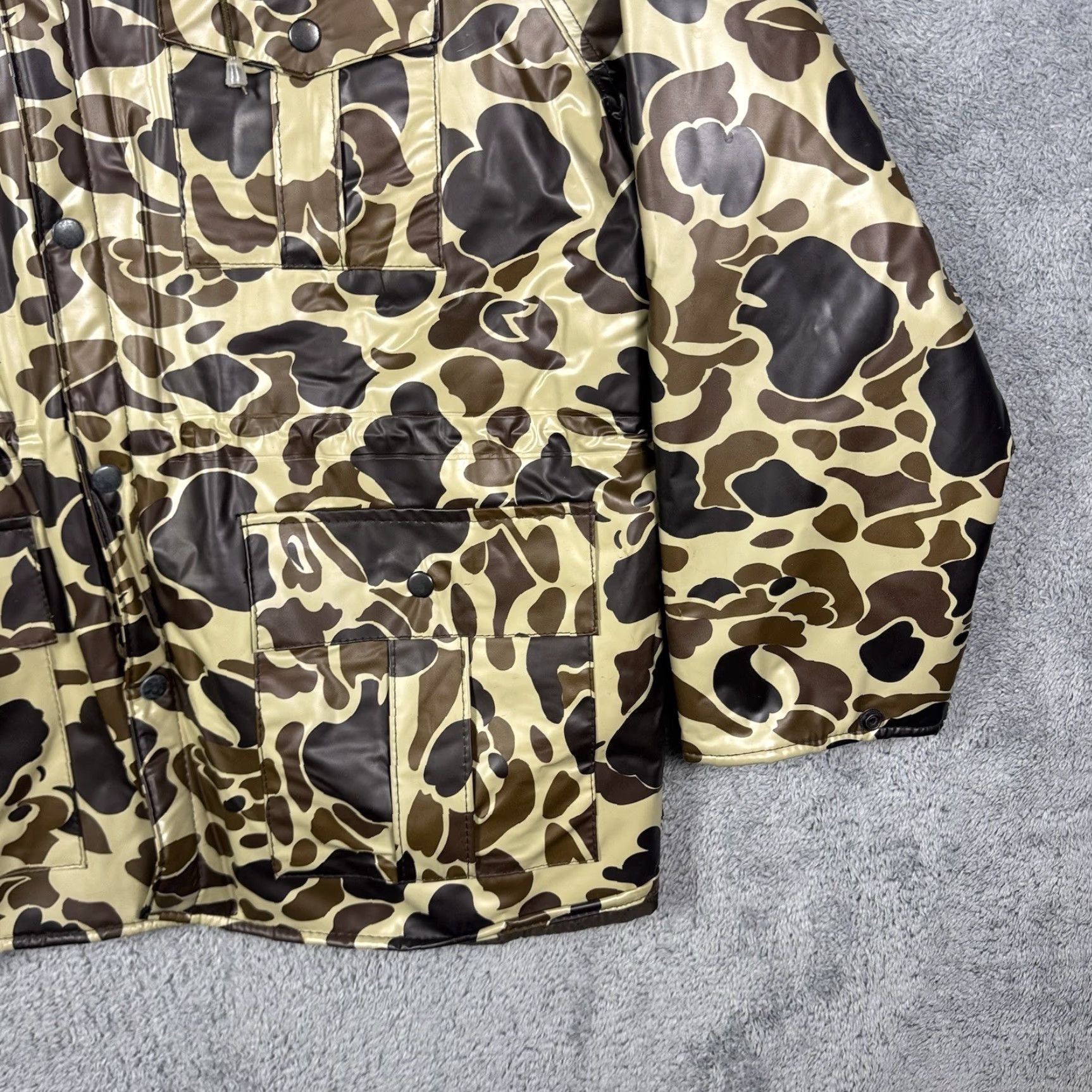 AMO VINTAGE Duck Bay Jacket Mens M Frog Camo Field Hunting Quilted Hood Cargo Chore Jacket Size US M / EU 48-50 / 2 - 3 Thumbnail