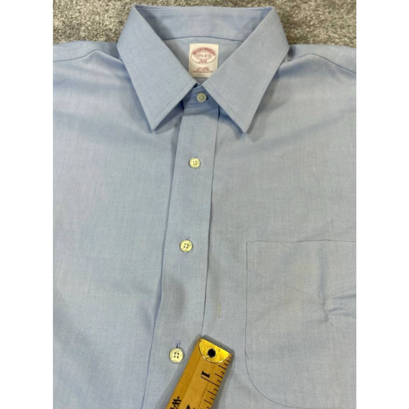 Brooks Brothers Brooks Brothers Dress Shirt Mens 17.5 Blue Cotton Button Up Shirt Size 48R - 4 Thumbnail