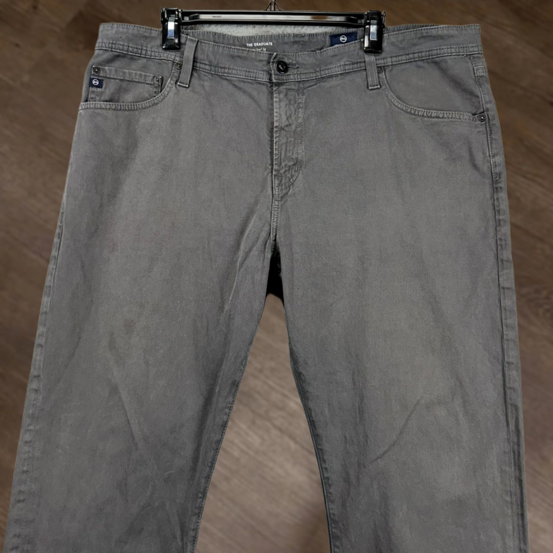 Vintage AG Adriano Goldschmied The Graduate Jeans Mens 40X34 Grey Straight Denim 5 Pocket Slim Stretch Vintage: No Mens Regular Size 40 Size US 40 / EU 56 - 1 Thumbnail