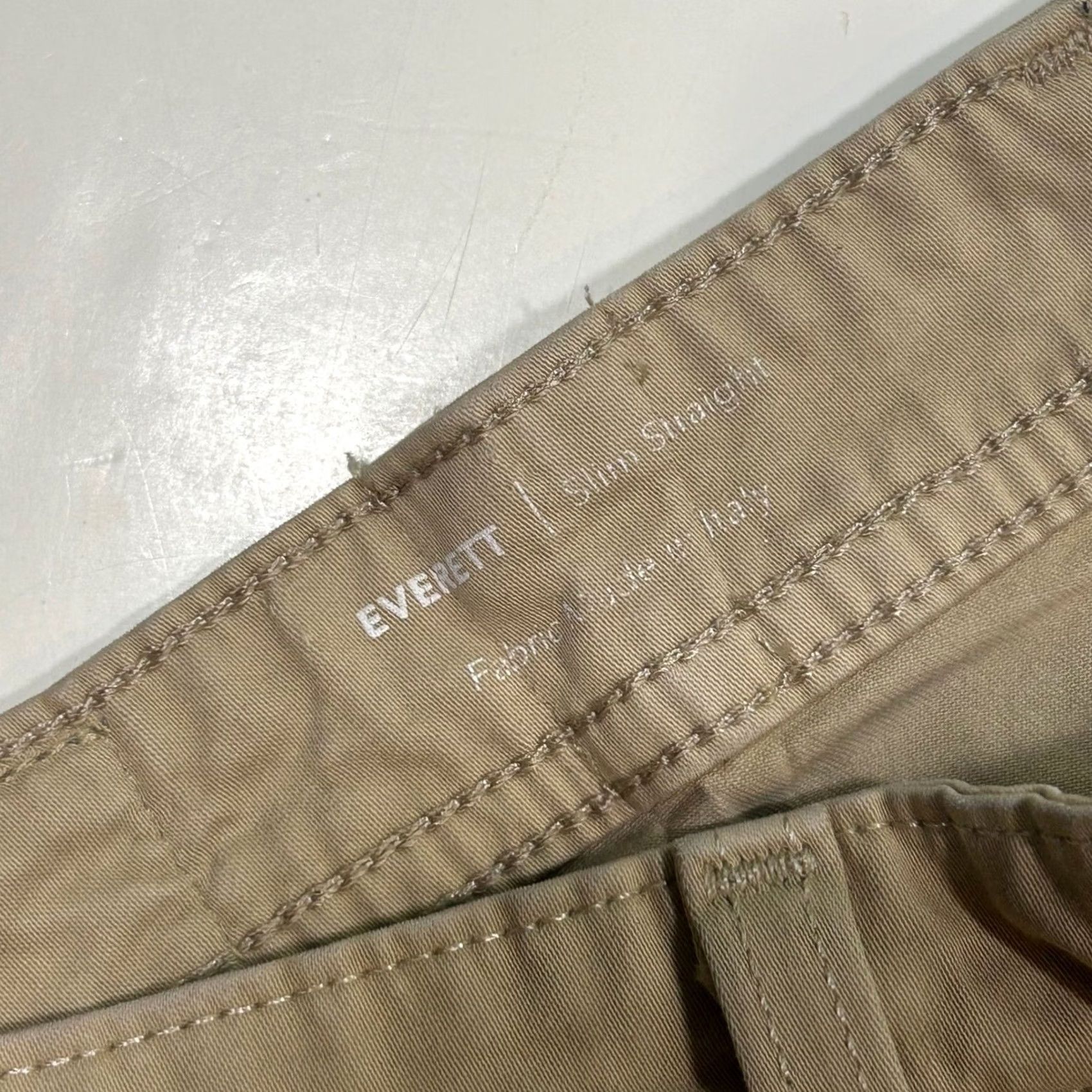 Vintage AG Adriano Goldschmied Everett Slim Straight Chino Pants Khaki Mens 33x34 Size US 33 - 6 Thumbnail
