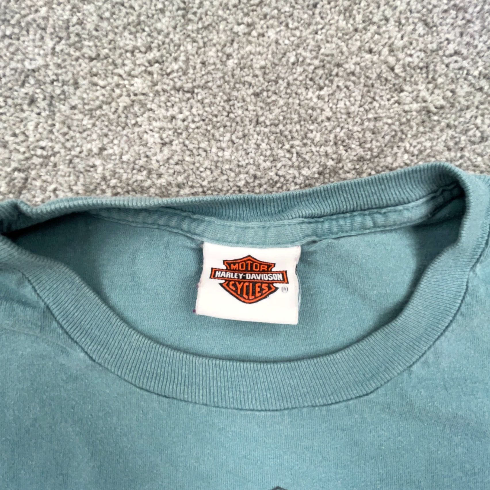 Harley Davidson Harley-Davidson Shirt Men XL Blue Green Graphic Tee Biker Motorcycle Fire Flame VTG Logo 80s USA Size US XL / EU 56 / 4 - 3 Thumbnail
