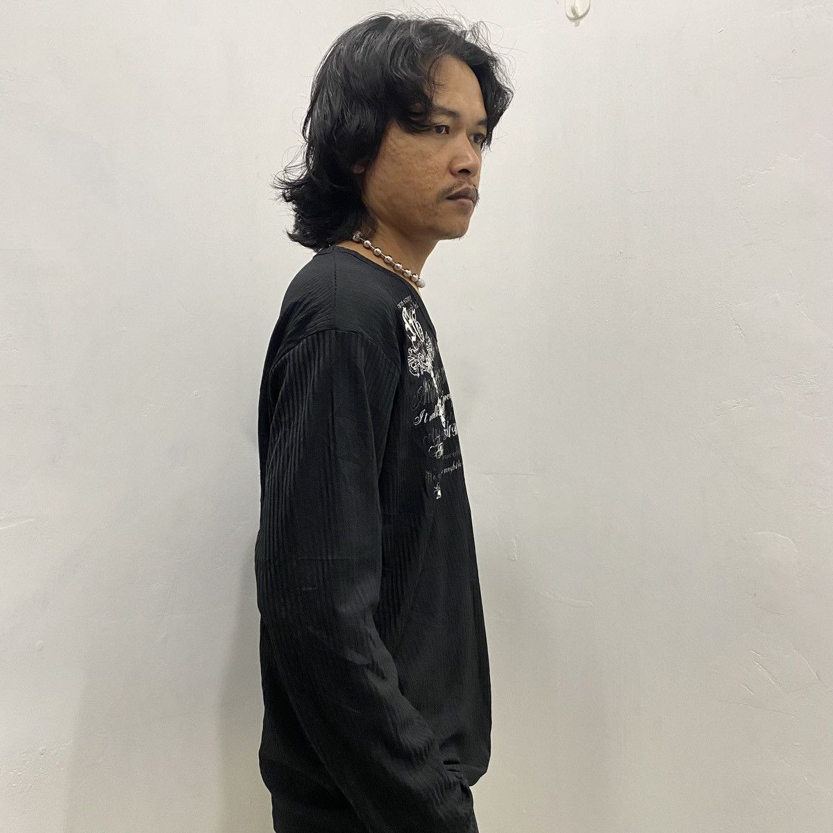 If Six Was Nine × Le Grande Bleu (L.G.B.) × Tornado Mart Japanese Poem Moderate Growth Goth Style Long Sleeve Tees Size US L / EU 52-54 / 3 - 2 Thumbnail