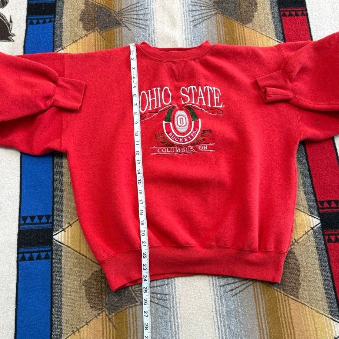 Vintage VINTAGE Ohio State Buckeyes Embroidered Crewneck Sweatshirt Men's Medium Red 90s College Sports Pullover Size US M / EU 48-50 / 2 - 6 Thumbnail