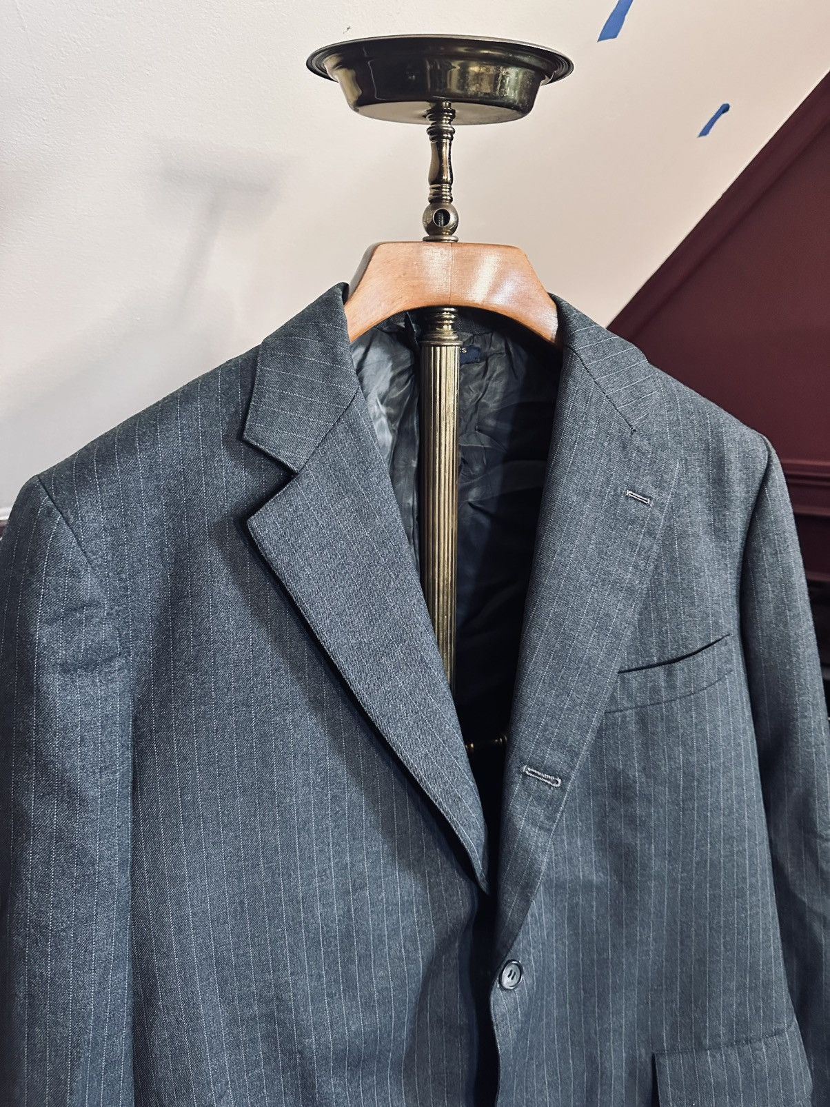 Brooks Brothers Early vintage gray pinstriped all wool blazer jacket Size 40R - 2 Thumbnail