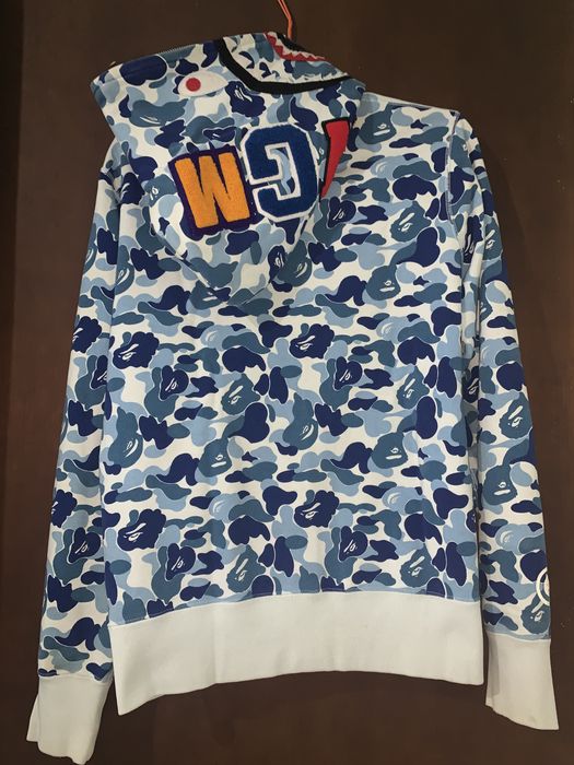 Bape Abc Camo Shark Full Zip Hoodie Blue - BAPE Hoodie