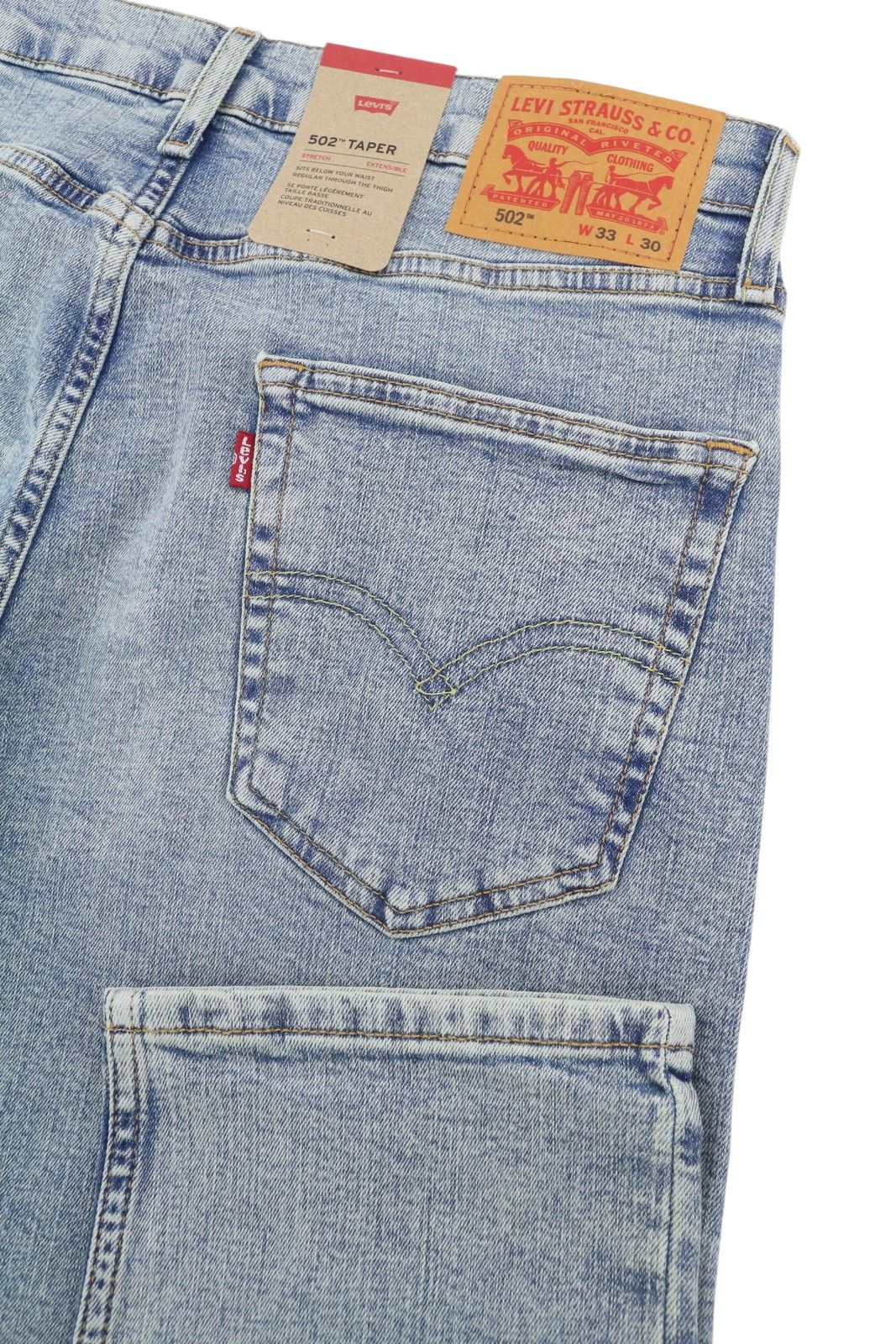 Levi's 502 W33/L30 Taper Zip Faded Blue Denim Jeans 87089 Size US 33 - 6 Thumbnail