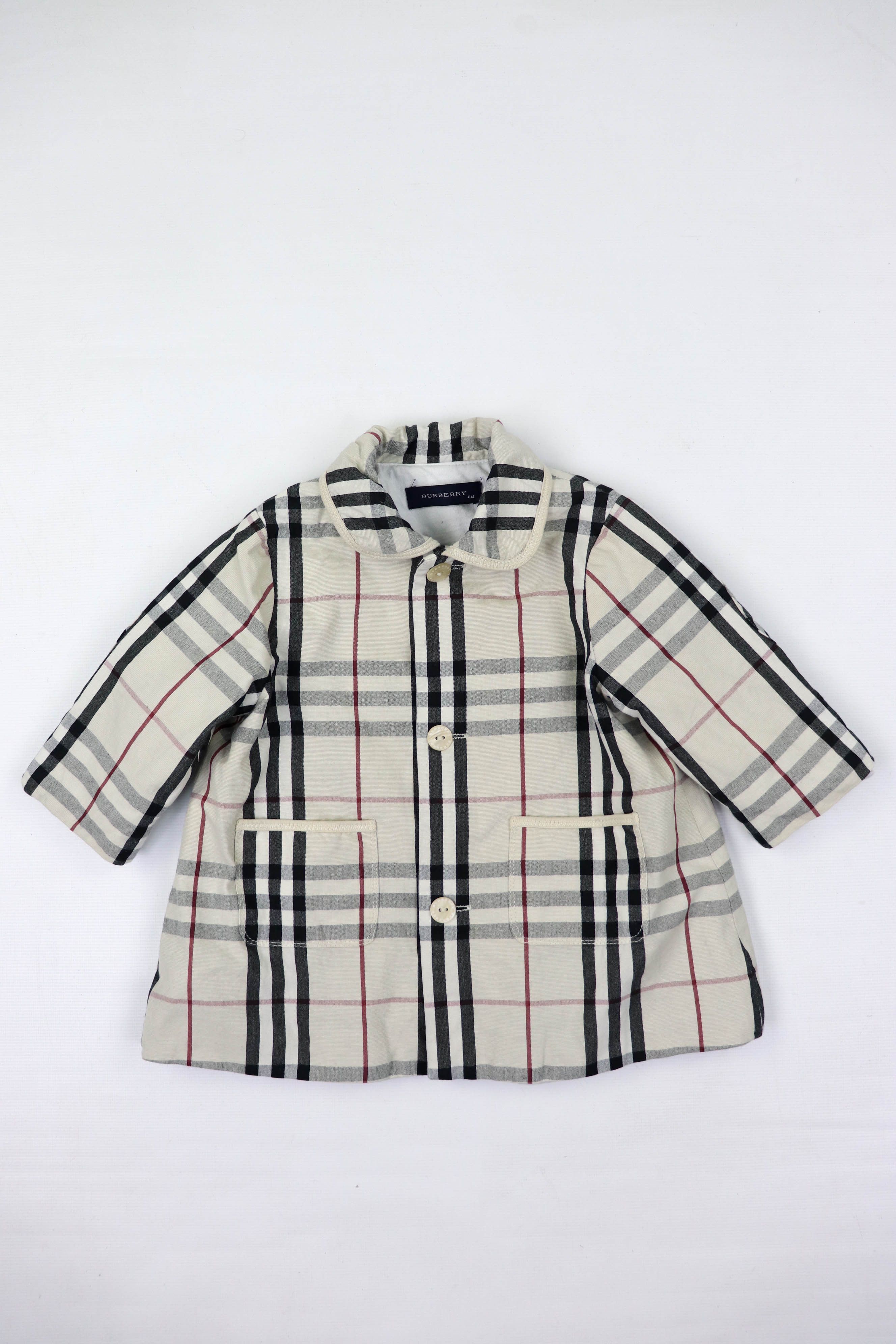 Burberry Burberry Girls Baby 6M Light Beige Checkered Coat Jacket Size XXS / US 00 / IT 34 - 1 Thumbnail