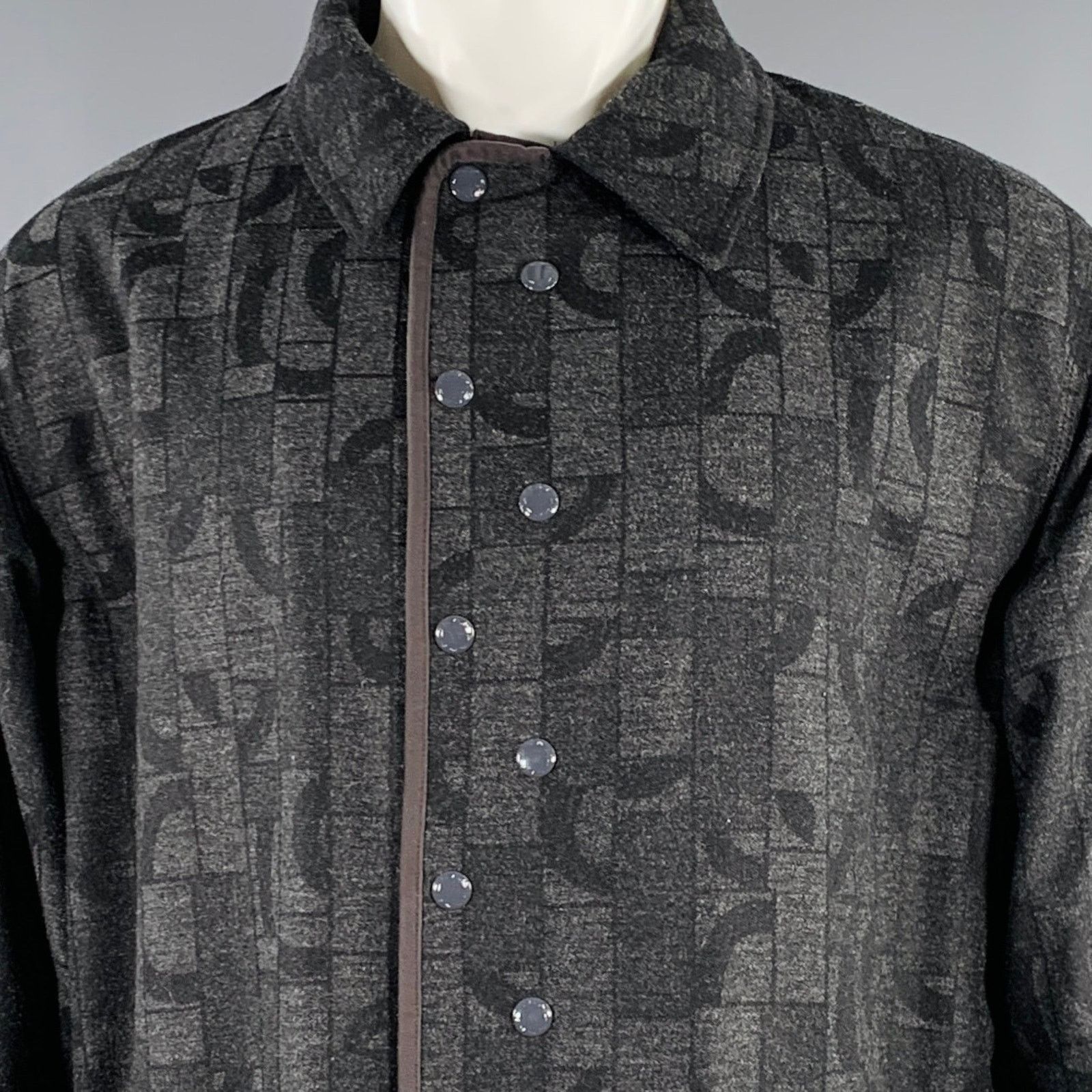 Other PILGRIM Size M Grey Black Geometric Wool Blend Snaps Jacket Size US M / EU 48-50 / 2 - 2 Thumbnail