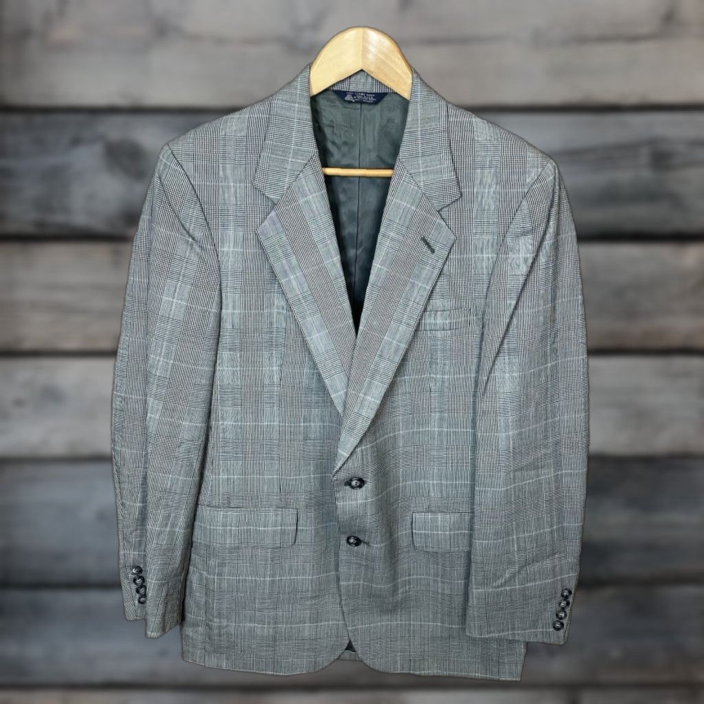 VINTAGE Kuppenheimer 2 Piece Suit Mens 36L 32x31 Plaid Pure Wool USA Made