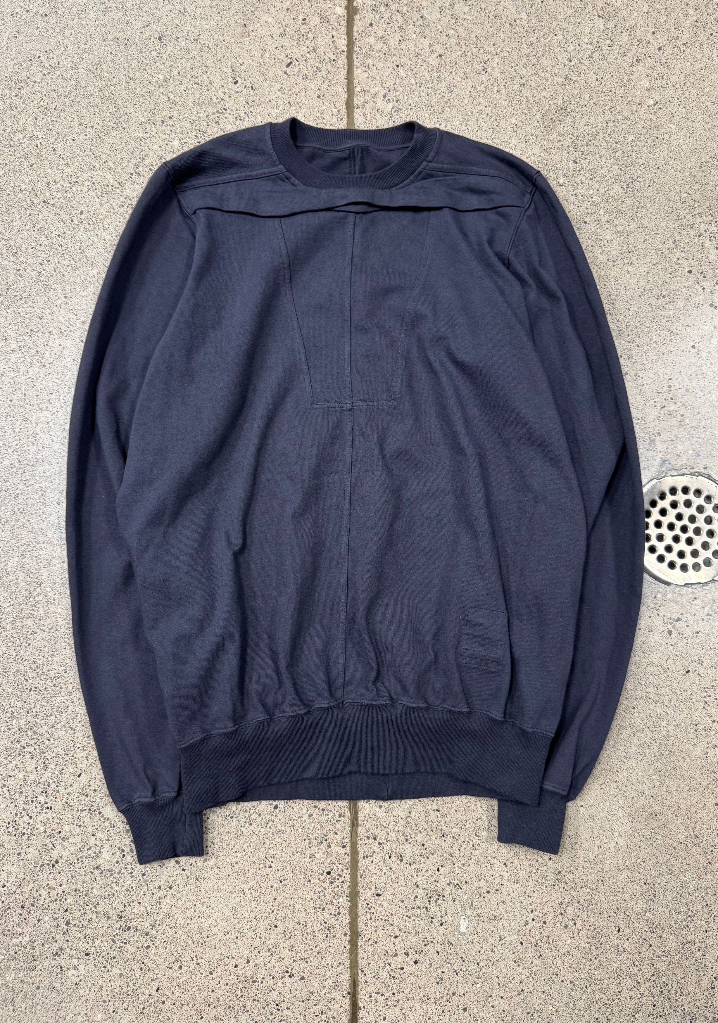 Rick Owens Rick Owens Geometric Panelled ‘Indigo’ Cotton Sweatshirt Size US M / EU 48-50 / 2 - 1 Thumbnail