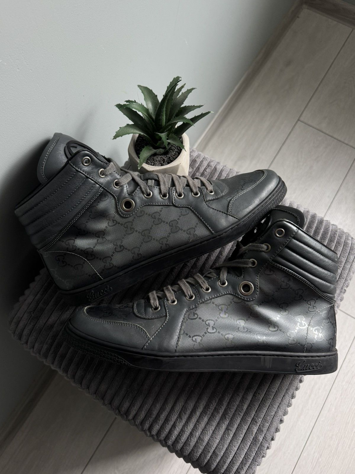 Gucci Gucci GG Monogram Leather High Top Sneakers Size US 9.5 / EU 42-43 - 1 Thumbnail