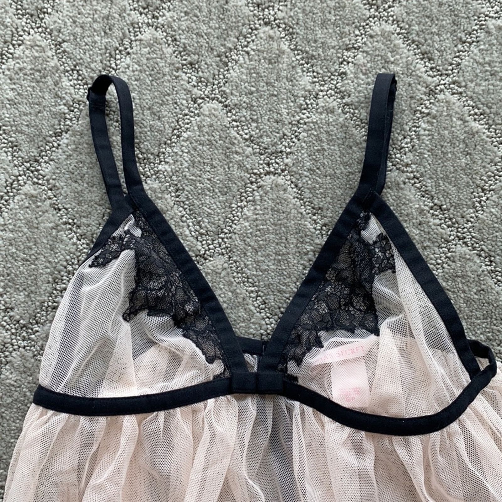 Victoria's Secret Victoria’s Secret pink black sheer teddy baby doll coquette Size S / US 4 / IT 40 - 2 Thumbnail