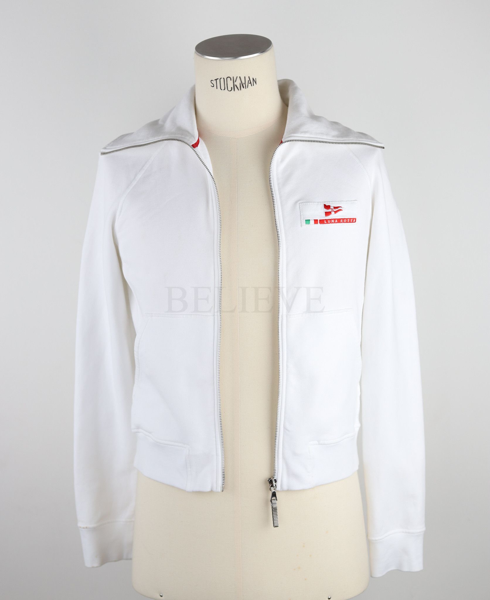 image of Luca Rossi Luna Rossa Sweater Zip-Up Logo White 232, Women's (Size Medium)