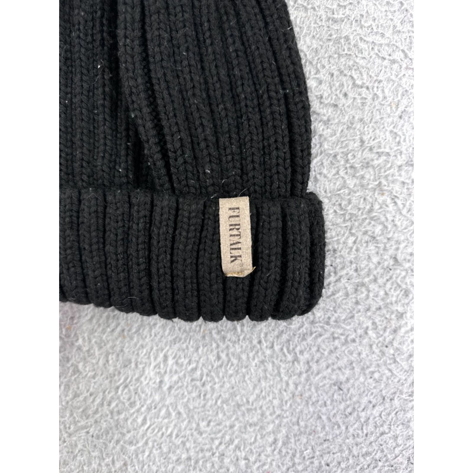 Vintage Furtalk Beanie Toque Womens One Size Black Knit 100% Acrylic Ski Warm Snowboard Hat/Cap Winter Fall Spring Womens Beanie Size ONE SIZE - 2 Thumbnail