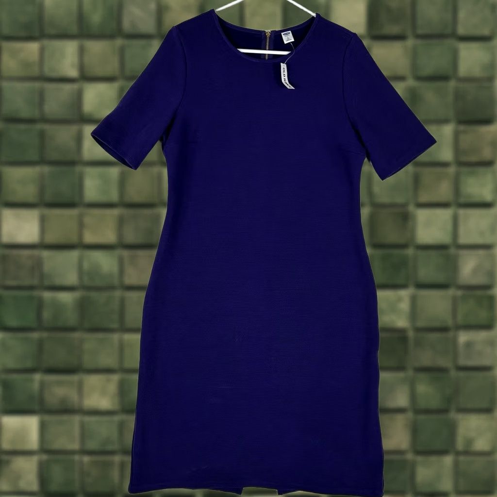 Old Navy Old Navy Dress Women’s L Purple Short Sleeve Back Zip NWT Midi A-Line Beach Work 90s? Size 36" / US 14 / IT 50 - 1 Thumbnail