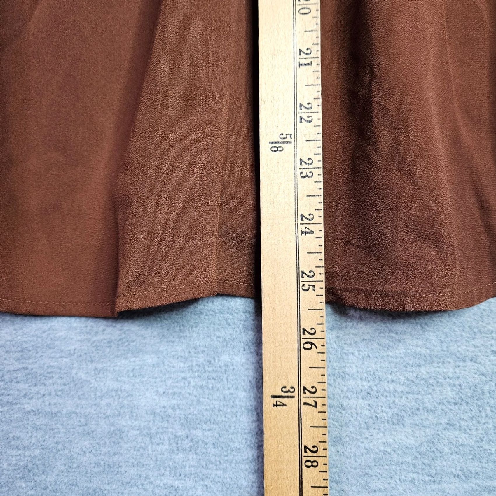 Adrianna Papell Adrianna Papell Women's Blouse L Brown Solid Twisted Collar NWT Crew Neck Long Sleeve Regular Polyester Shirt Size L / US 10 / IT 46 - 5 Thumbnail
