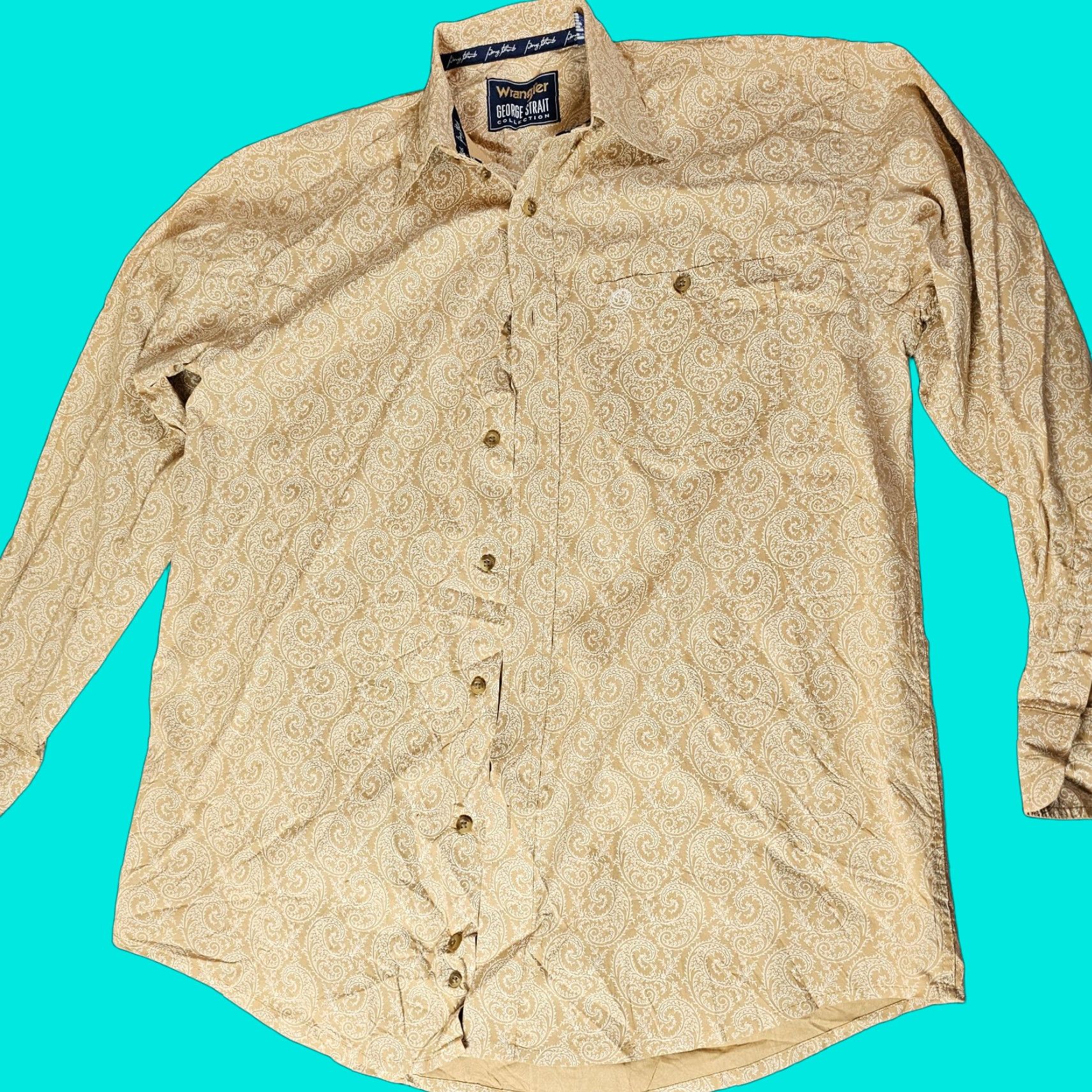Wrangler Wrangler Shirt Button-Up George Strait Long Sleeve Brown Paisley M Men Casual Western Shirt Size US M / EU 48-50 / 2 - 1 Thumbnail