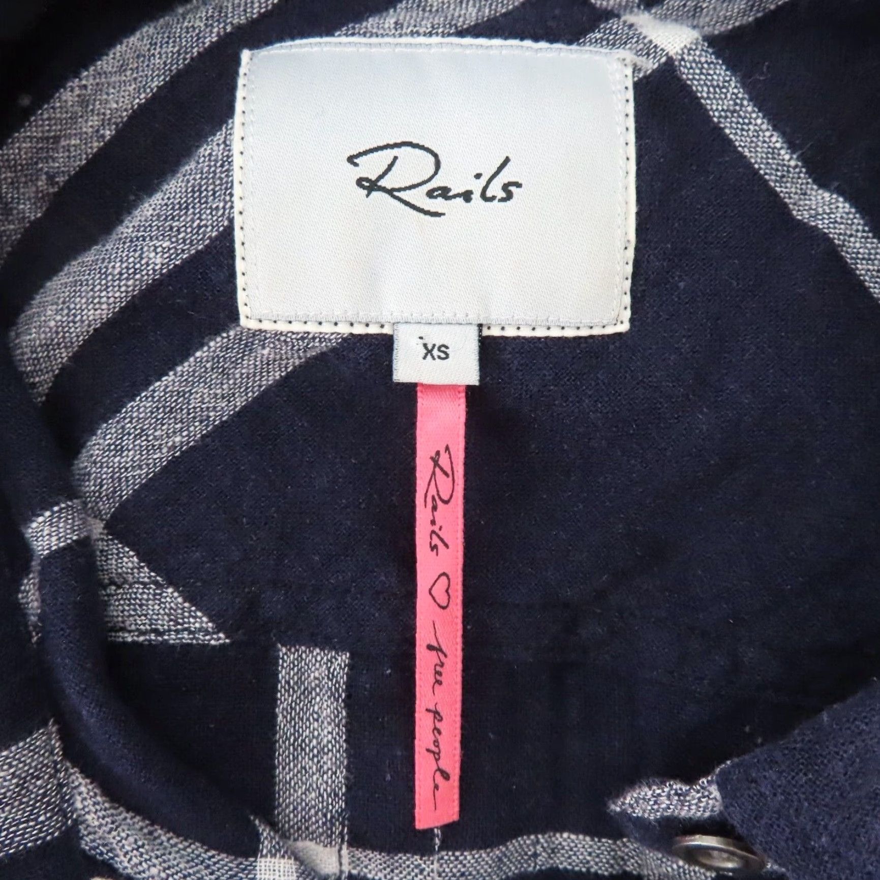 Rails VINTAGE? No - Rails x Free People Womens XS Charli Blue Plaid Collared Button Down Shirt Linen Size XS / US 0-2 / IT 36-38 - 7 Thumbnail