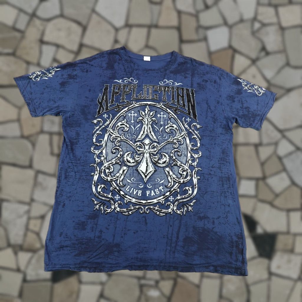 Affliction VINTAGE Affliction Shirt 2XL XXL Blue Tie Dye Graphic Print Live Past MMA Martial Arts Y2K Mens Size US XXL / EU 58 / 5 - 1 Thumbnail