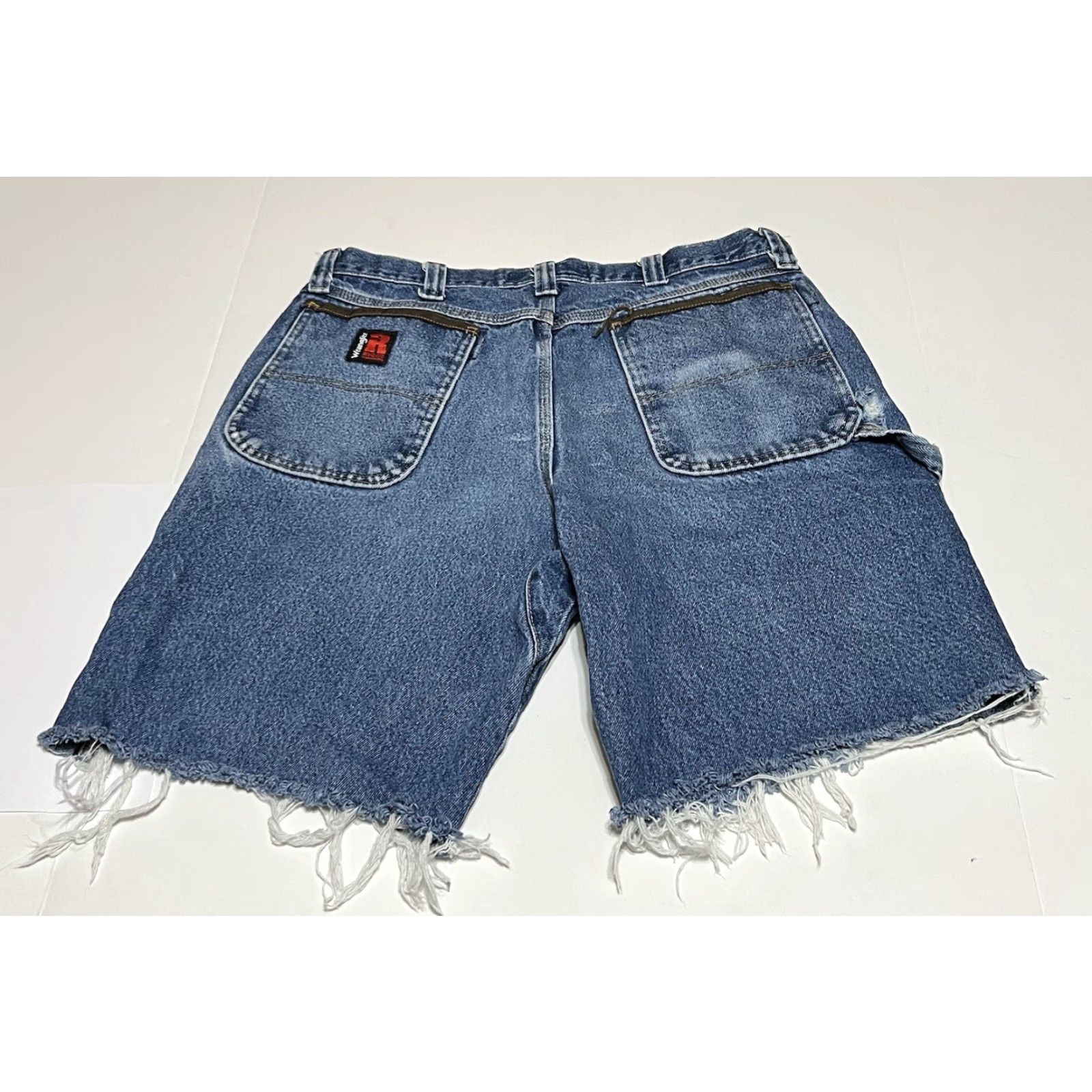 Wrangler Wrangler Riggs Workwear Carpenter Denim Cutoff Shorts Jorts Size 36 Disstressed - 5-Pocket Design, Hammer Loop, Denim, Blue, Men, Regular Fit Size US 36 / EU 52 - 2 Thumbnail