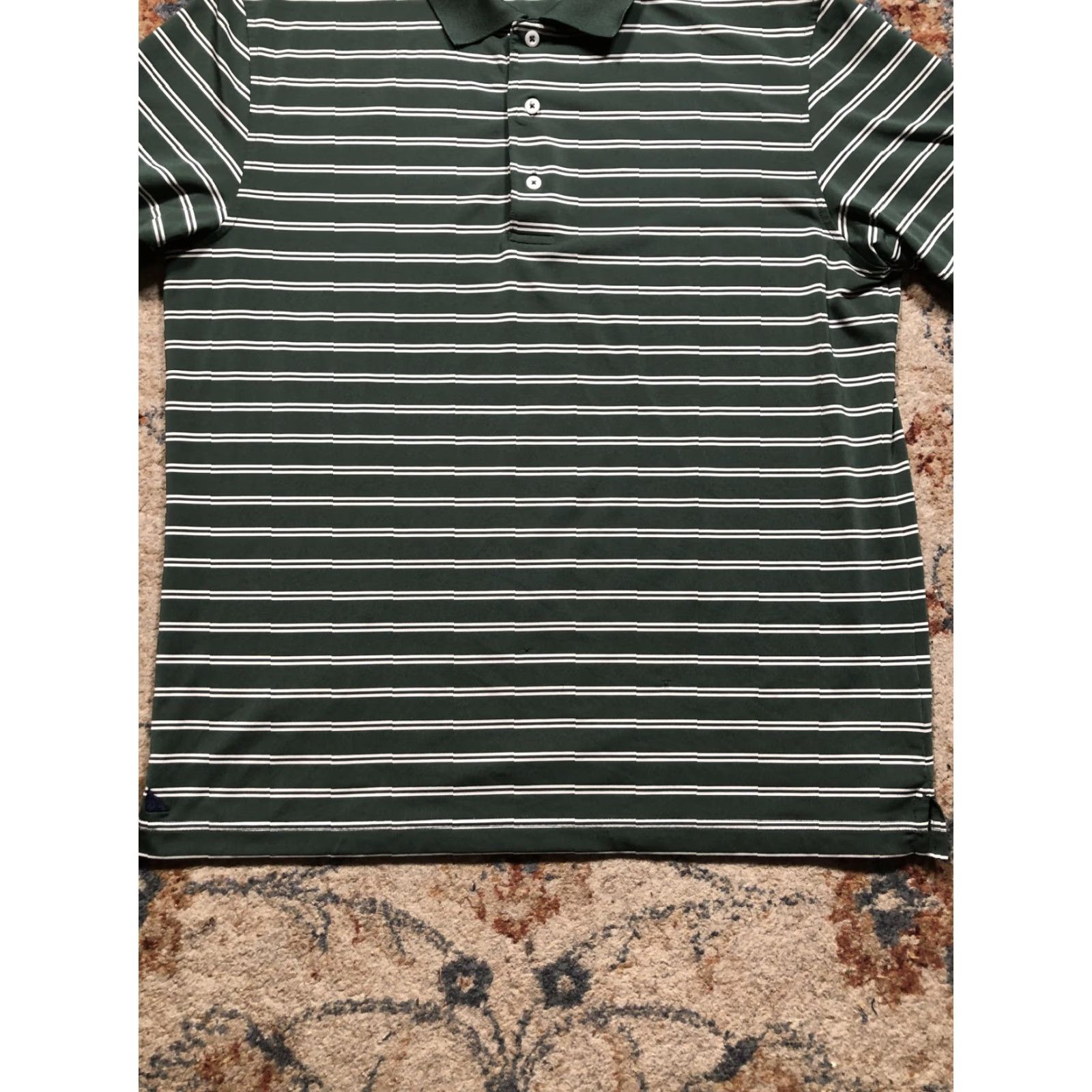 UNTUCKit UNTUCKit Polo Shirt Mens Large Green White Stripe Performance Stretch Golf Shirt Mens L Green Stripe Polo Short Sleeve Athletic Comfort Size US L / EU 52-54 / 3 - 5 Thumbnail