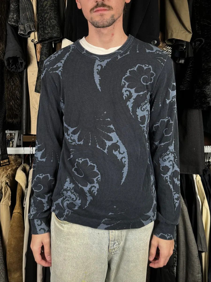 Dries Van Noten Dries Van Noten Blue Floral Waves Longsleeves T-Shirt Size US S / EU 44-46 / 1 - 2 Thumbnail