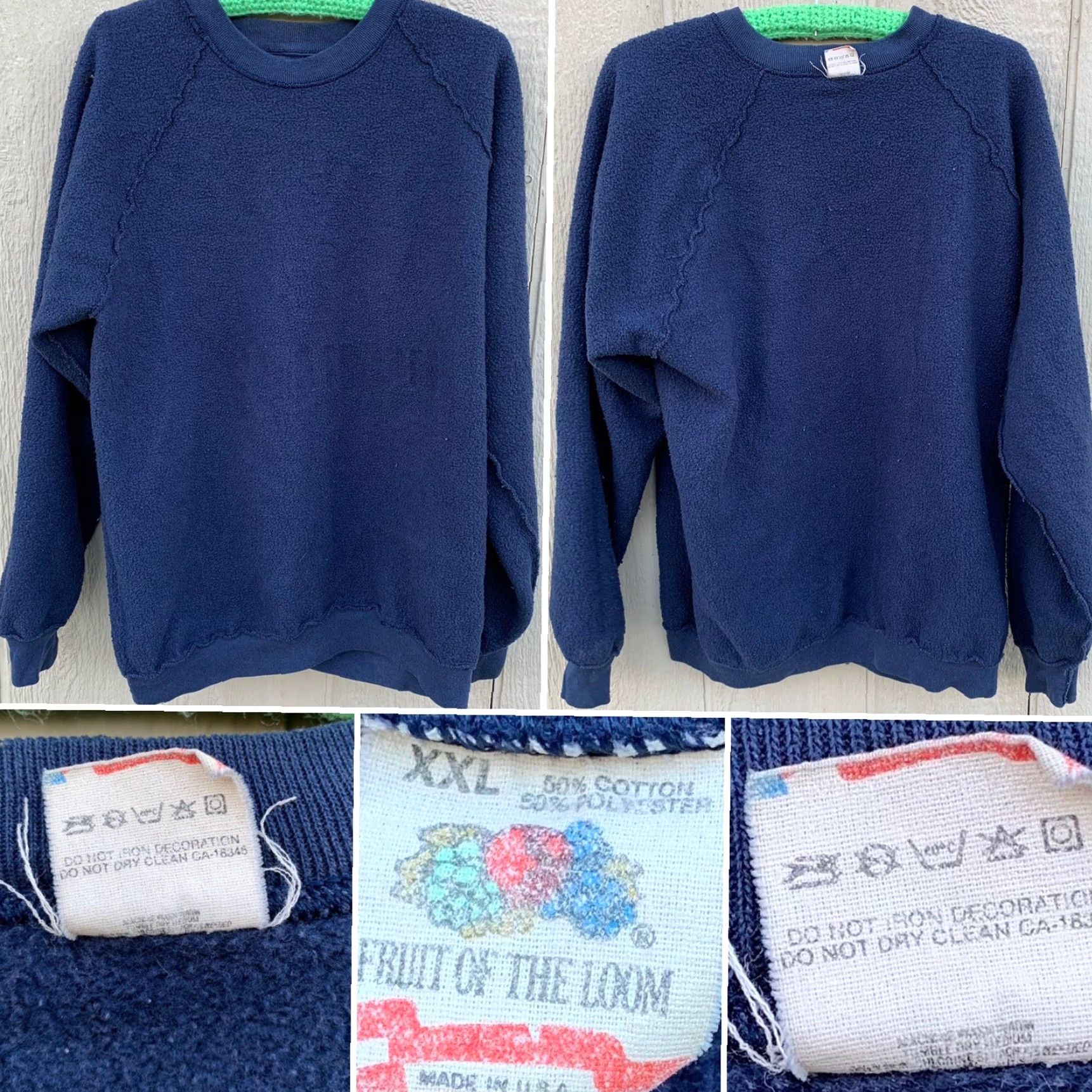 Fruit Of The Loom VINTAGE United States Navy Norfolk VA US Navy Atlantic Fleet sweatshirt XXL Men Blue Raglan Graphic Print Pullover Crew Neck Nylon/Poly Blend Size US XXL / EU 58 / 5 - 5 Thumbnail