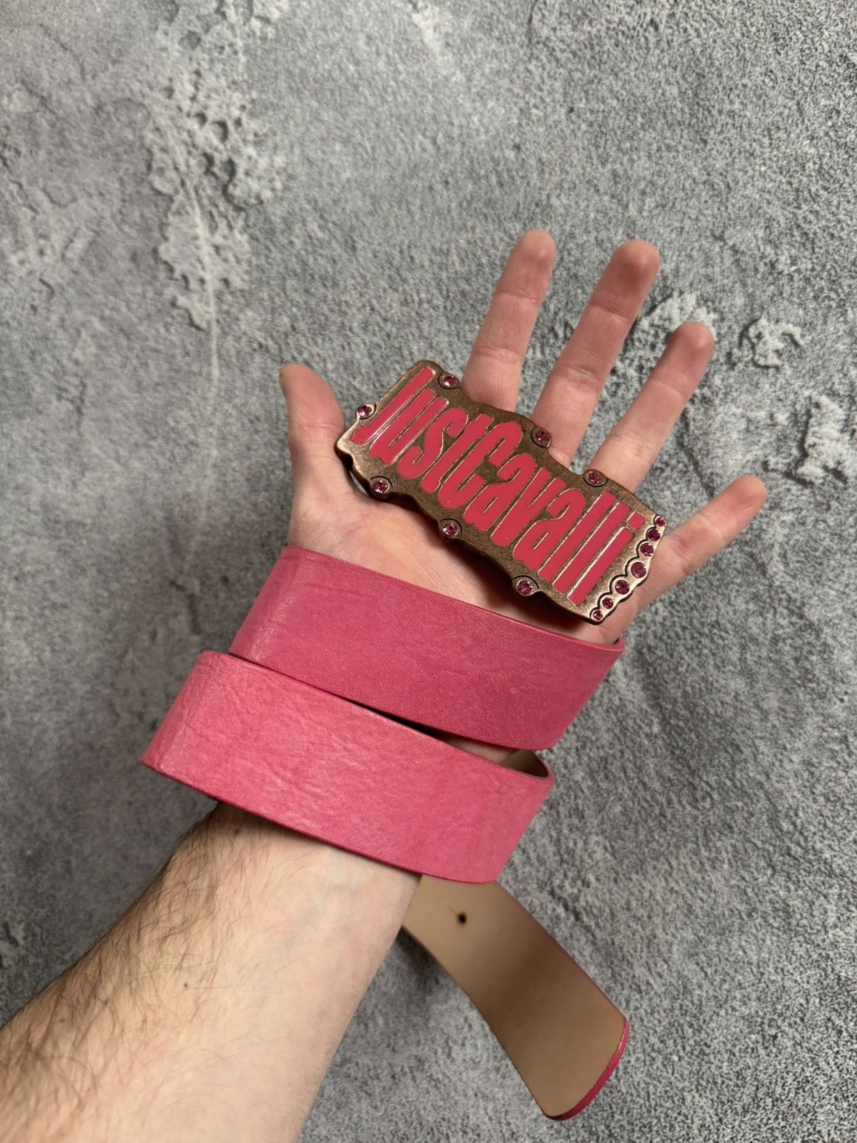 Just Cavalli × Roberto Cavalli × Vintage Just Cavalli pink Avantgarde leather belt rhinestones Y2K Size ONE SIZE - 2 Thumbnail