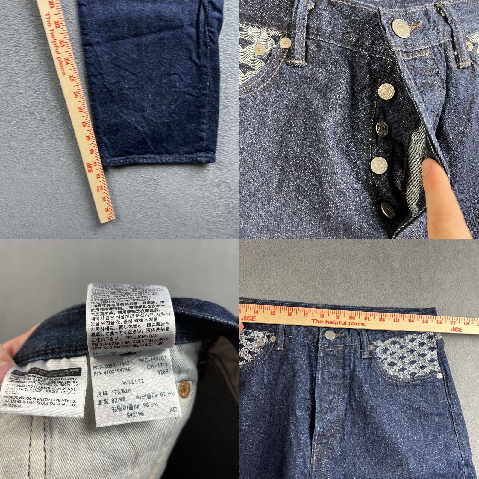 Levi's Levi's 501 Jeans Embroidered 90s Grunge Size US 32 / EU 48 - 8 Thumbnail