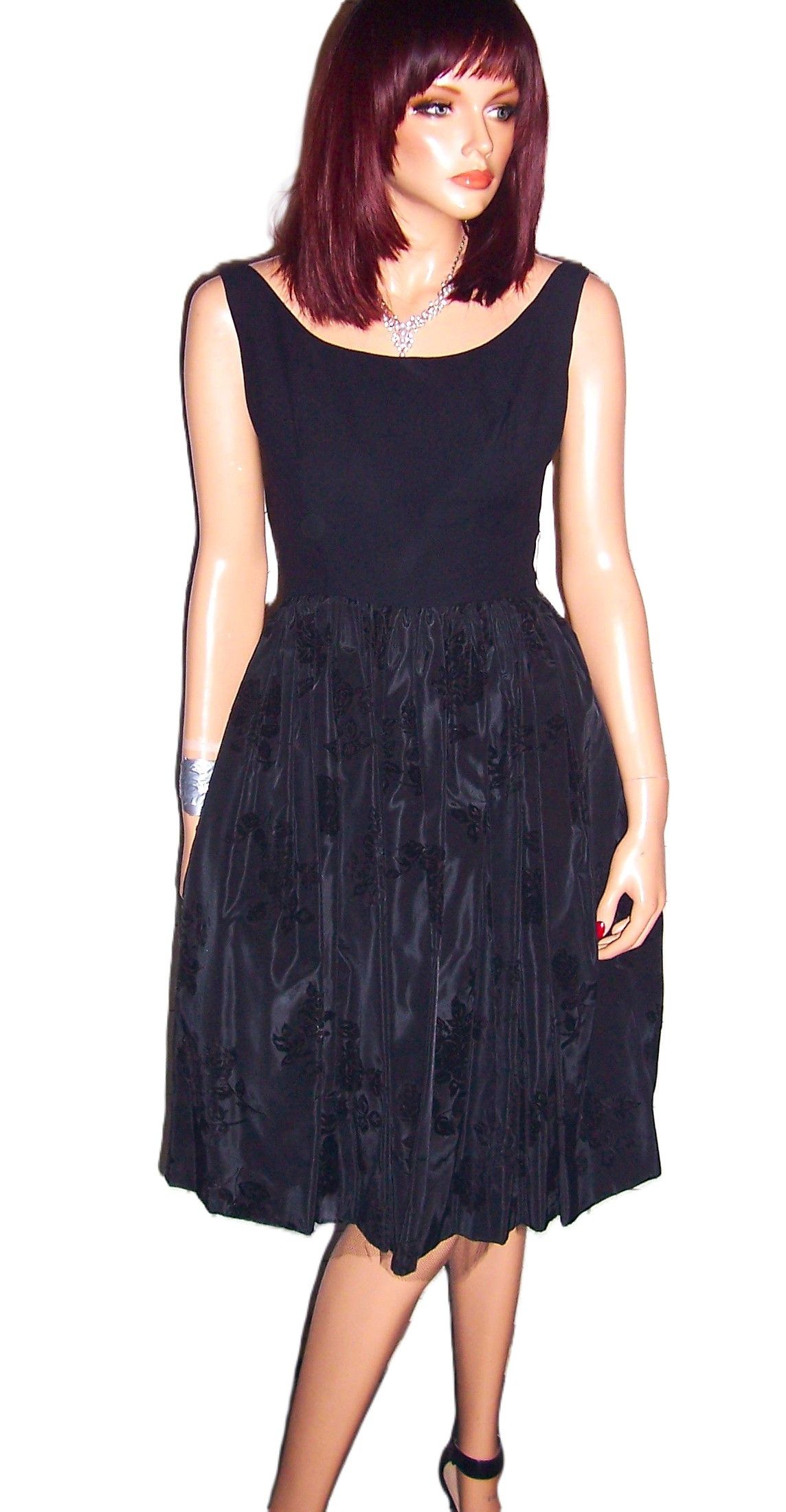 Vintage Vintage Lord & Taylor 5th Avenue Black Floral Dress S Size S / US 4 / IT 40 - 3 Thumbnail