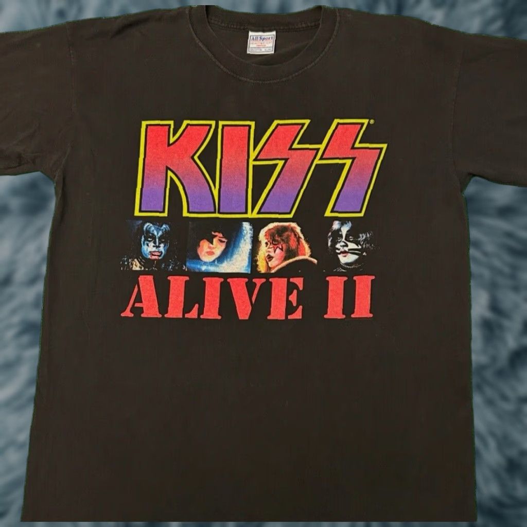 VINTAGE Kiss Band Tee Alive II Tour VTG Shirt Mens XL Black 90s Rock USA T-Shirt