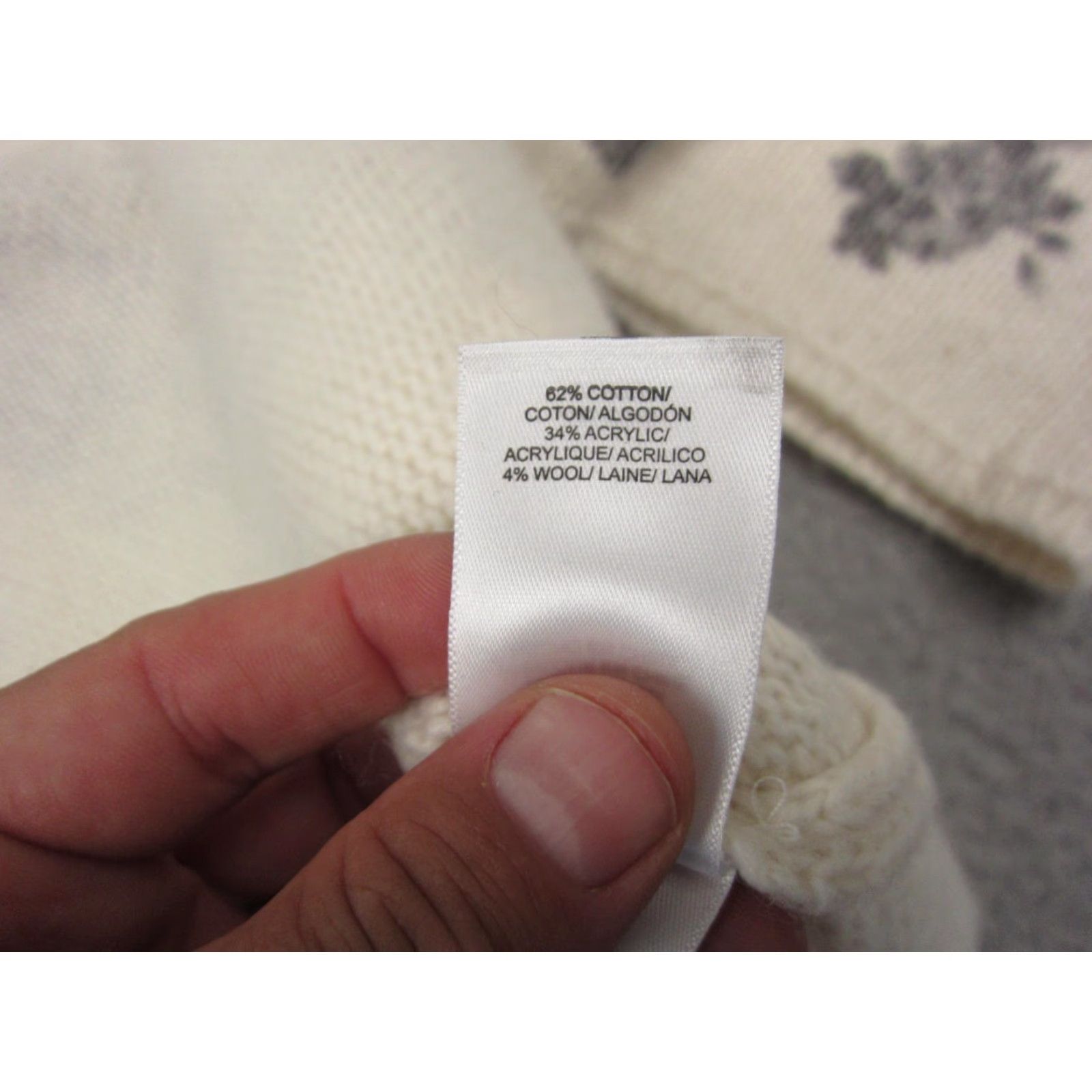 Lucky Brand Lucky Brand Sweater Womens M Pullover Crew Neck Knit Floral Beige Cotton City Classic Winter Autumn Size M / US 6-8 / IT 42-44 - 5 Thumbnail