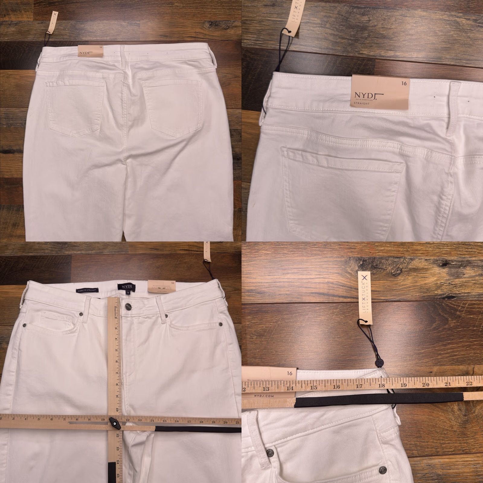 NYDJ NYDJ Marilyn Straight Jeans 16 White Stretch Lift Tuck New Jeans Women Regular White Side Logo 5-Pocket Modern 31in Inseam NYDJ Marilyn Size 38" / US 16 / IT 52 - 8 Thumbnail