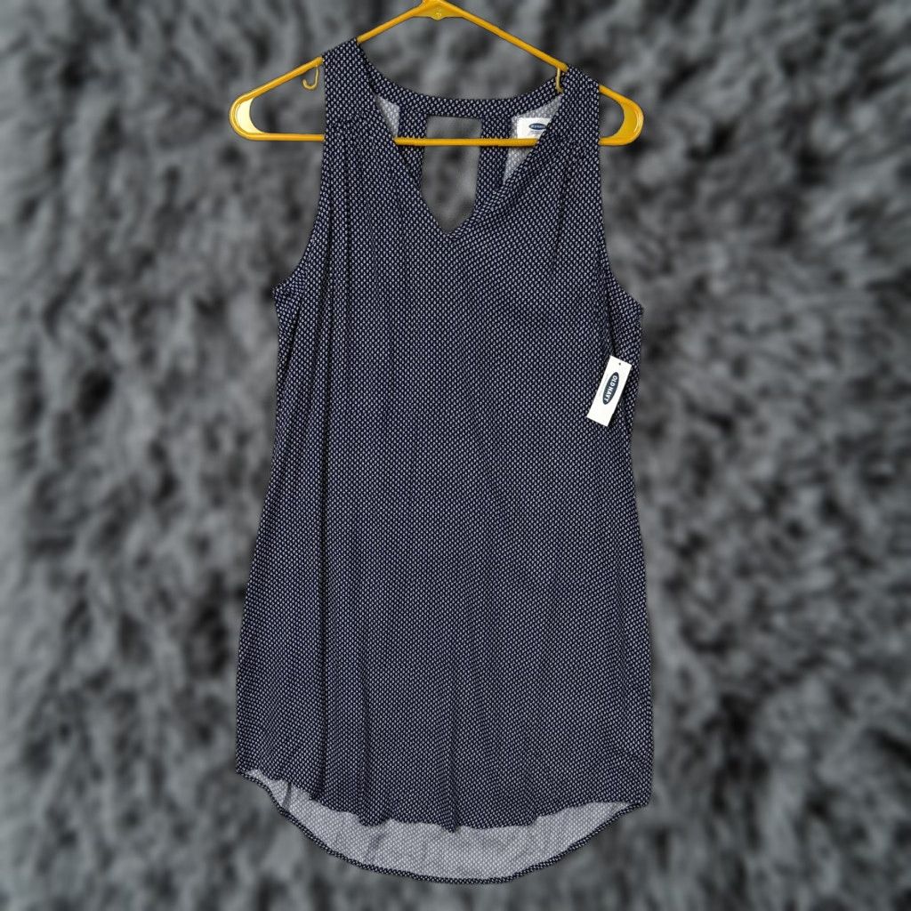 Old Navy Old Navy Blouse Petite PS Sleeveless V-Neck Floral Navy Blue Shift Casual Summer Size S / US 4 / IT 40 - 1 Thumbnail
