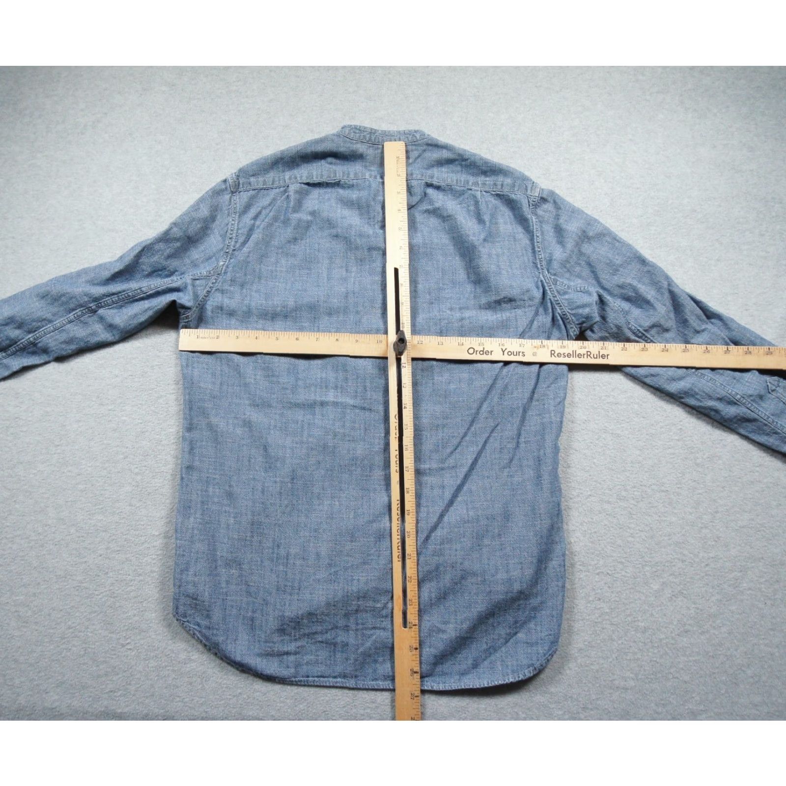 J.Crew JCrew Shirt Mens Small Blue Button-Down Chambray Mandarin Collar Long Sleeve Size US M / EU 48-50 / 2 - 6 Thumbnail