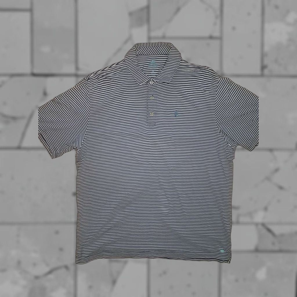 Peter Millar PETER MILLAR Polo Shirt Golf XL Men Blue White Striped Shirt Mens XL Blue/White Striped Golf Polo Size US XL / EU 56 / 4 - 1 Thumbnail