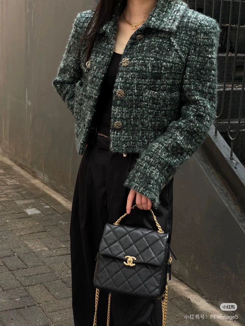 Chanel Chanel Green Forest Tweed Woven jacket 2504-Nextarrow Size XXS / US 00 / IT 34 - 7 Thumbnail
