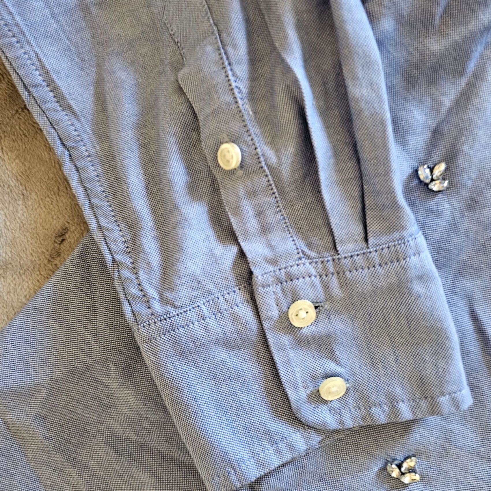 Talbots Talbots Blouse Shirt Womens 10 Blue Rhinestones Button Long Sleeve Classic Career Mens? Size L / US 10 / IT 46 - 4 Thumbnail