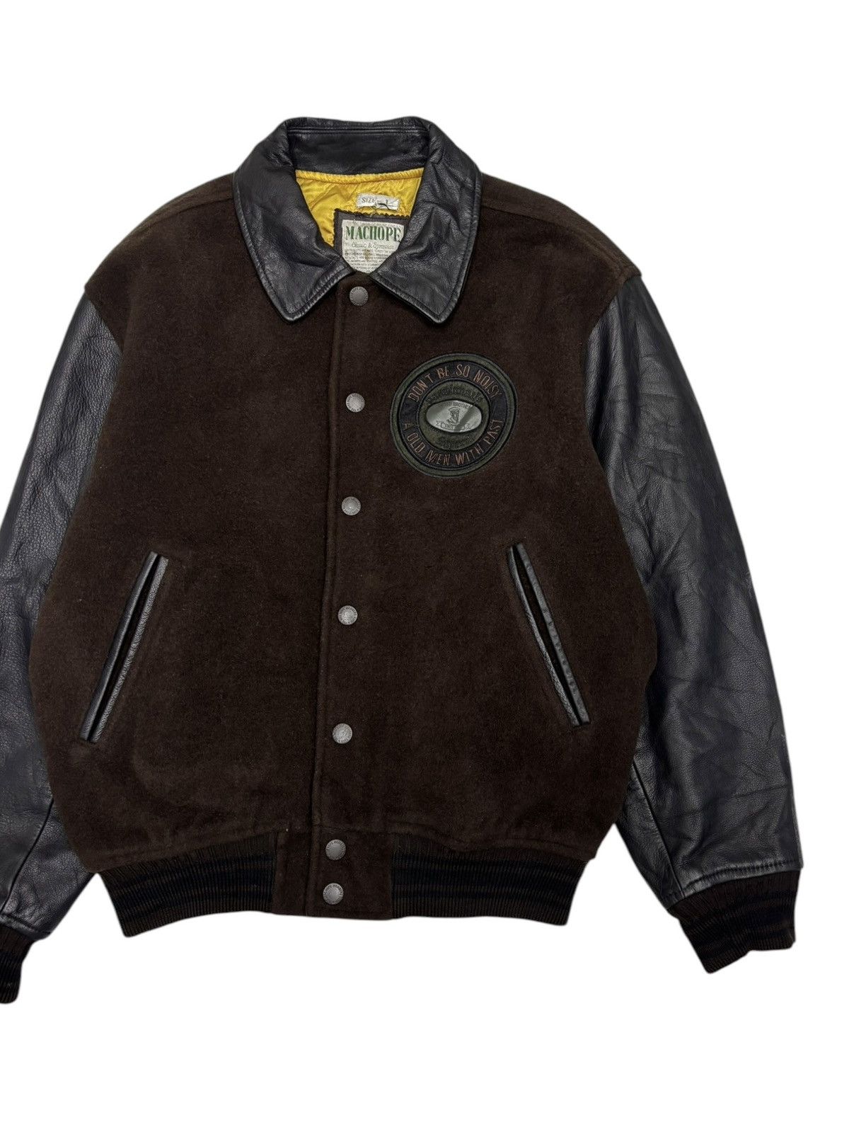 Japanese Brand Vintage Don’t Be So Noisy MacHope Leather Varsity Jacket Size US L / EU 52-54 / 3 - 5 Thumbnail
