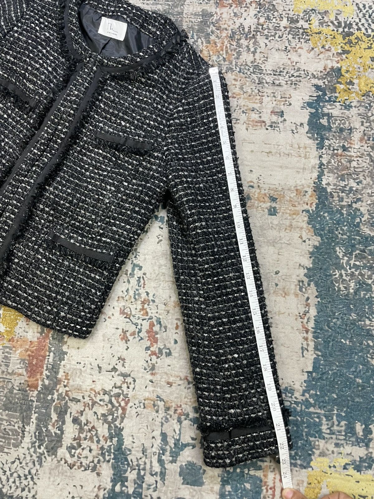 Japanese Brand Air Des Le Coeur Blanc Cropped Tweed Jacket Size XS / US 0-2 / IT 36-38 - 7 Thumbnail