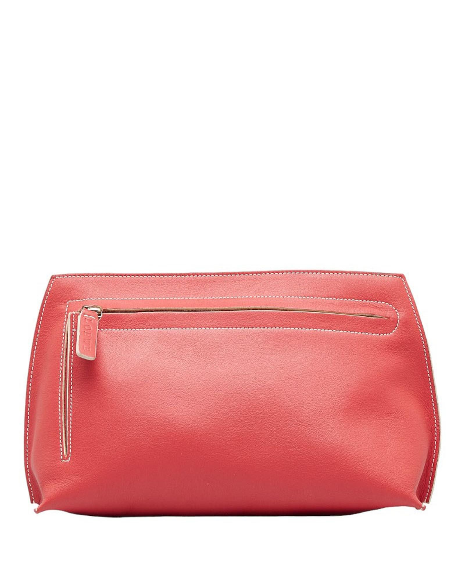 image of Loewe Pink Leather Clutch Bag, Women's