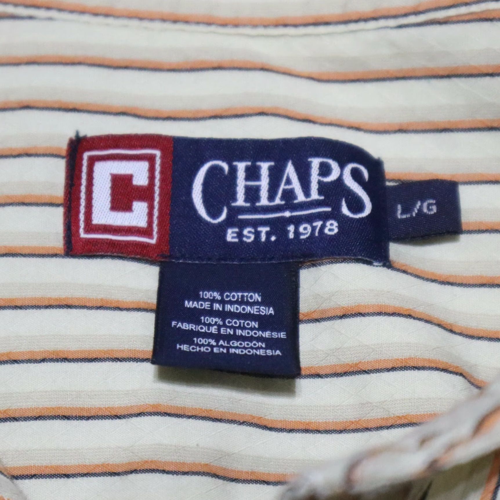 Chaps Chaps Shirt Mens L Cotton Short Sleeve Button-Down Striped Brown Cream Plaid Pattern 90s Style Size US L / EU 52-54 / 3 - 4 Thumbnail