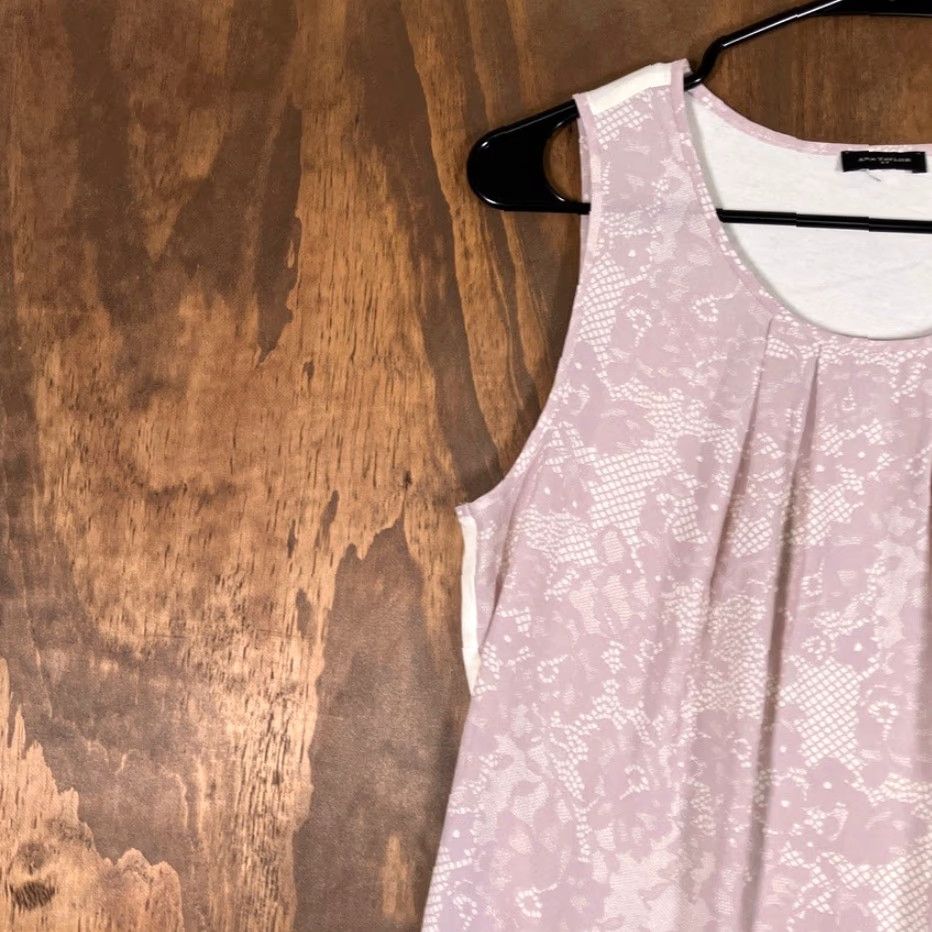 Vintage VINTAGE Ann Taylor Womens Tank Top Pink Cream Floral Lace Sleeveless Medium Camisole Shirt Size M / US 6-8 / IT 42-44 - 4 Thumbnail